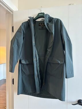 Barbour Hooded Raincoat in Slate Green size 10